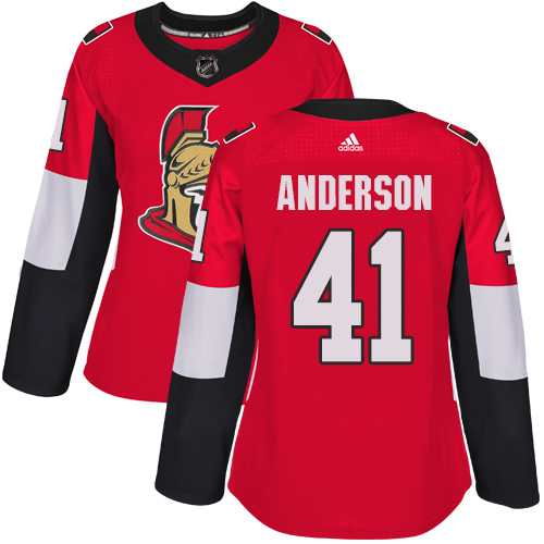 Adidas Ottawa Senators 41 Craig Anderson Red Home Authentic Women Stitched NHL Jersey
